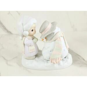 Enesco Girl Snowman Christmas 6" We're Going To Miss You 1990 Precious Moments